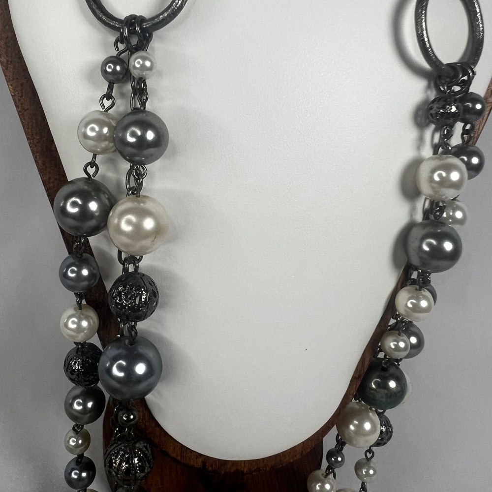 Y2K Beaded Jewelry Set Multi Strand Necklace Stretch Bracelet Set Dangle Earring - Picture 4 of 8